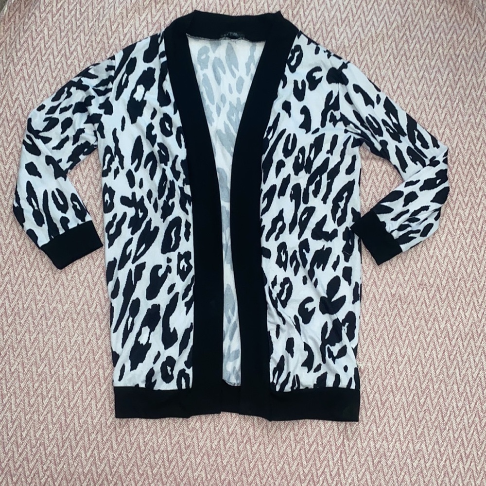 Black and White Leopard Print Women's Sweater